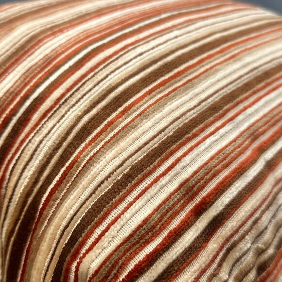 VTG Patchwork Throw Pillow 14” Brown Orange Yellow Striped Retro Boho Velour 70s - Picture 13 of 16